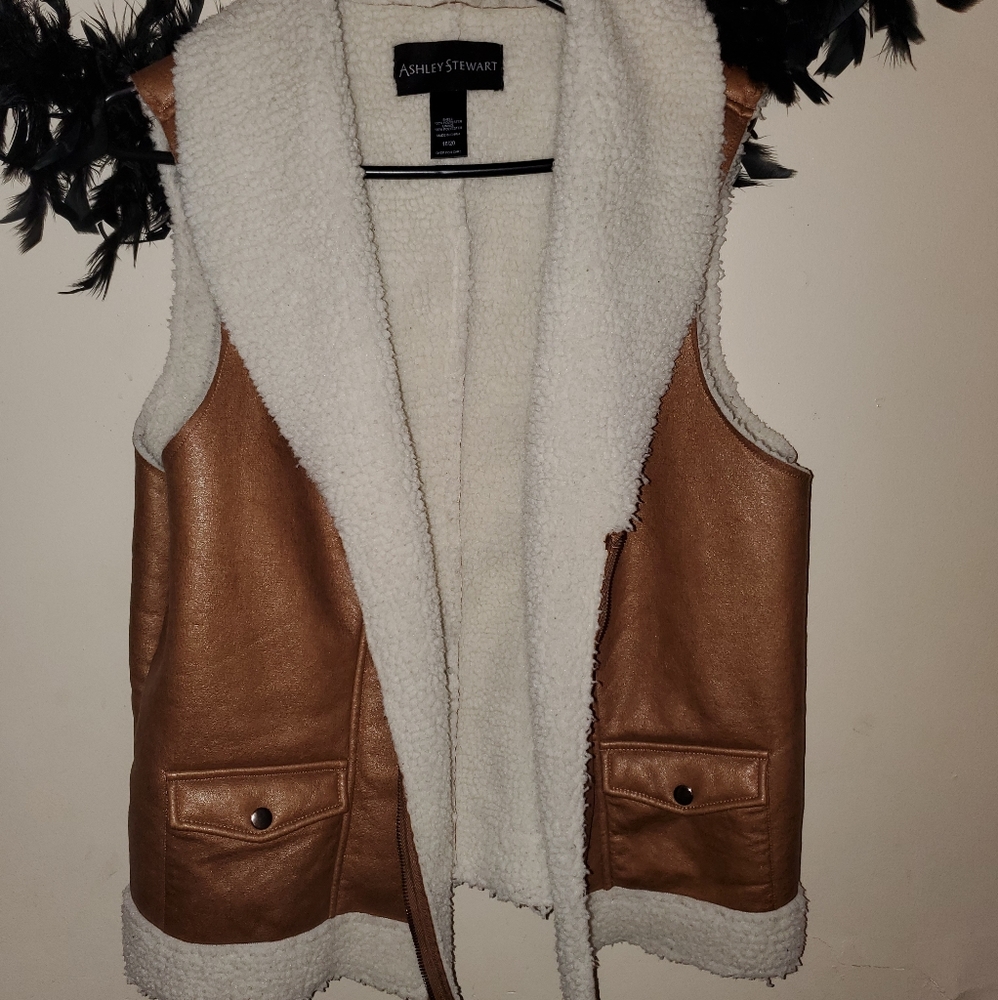 Faux leather sheep skin vest